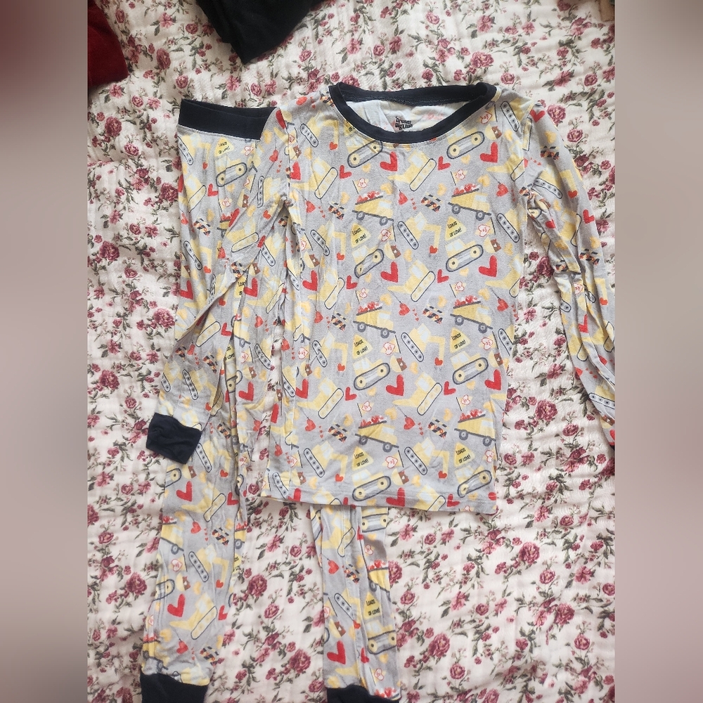 Dream Big Little Construction Valentines Pajamas 5/6